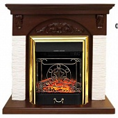 Каминокомплект Royal Flame Bern мелкий сланец (темный дуб)+Majestic FX Brass