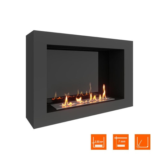 Биокамин SteelHeat WALL ONE 800 черный, стемалит SteelHeat